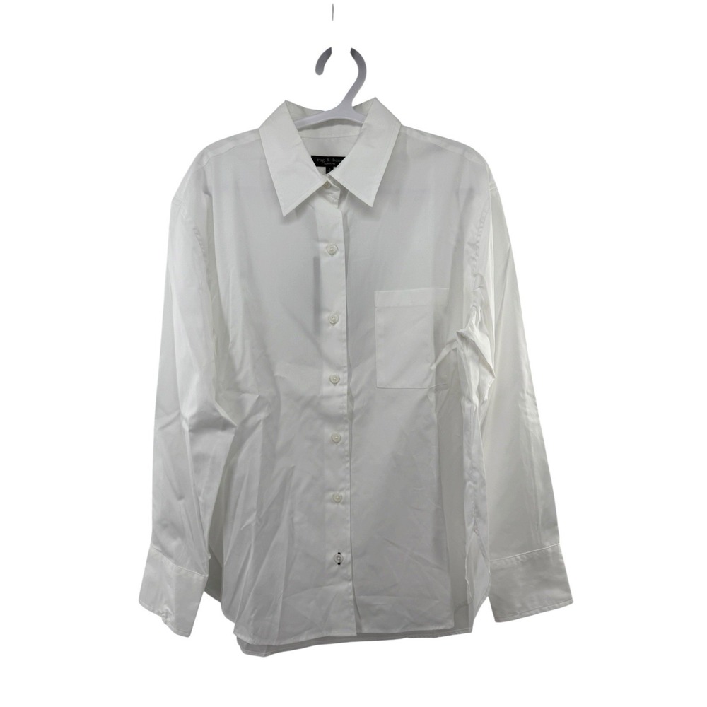 rag & bone Connie Button Down Shirt White Women's Size Small $268